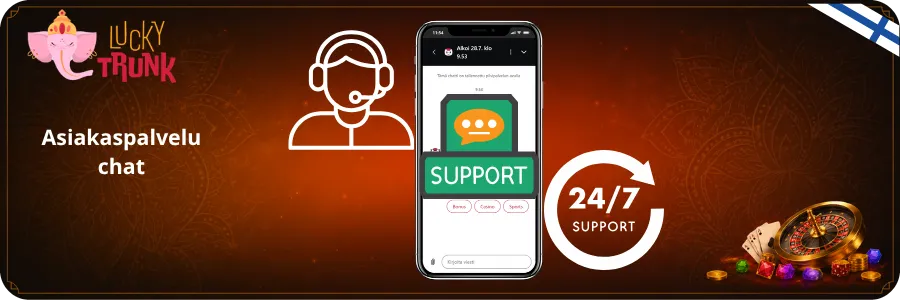 Lucky Trunk casino livechat ja suomenkielinen tuki