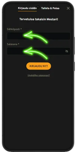Lucky Trunk login sähköpostilla ja salasanalla