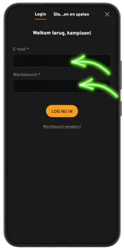 Lucky Trunk Vul e-mailadres en wachtwoord in